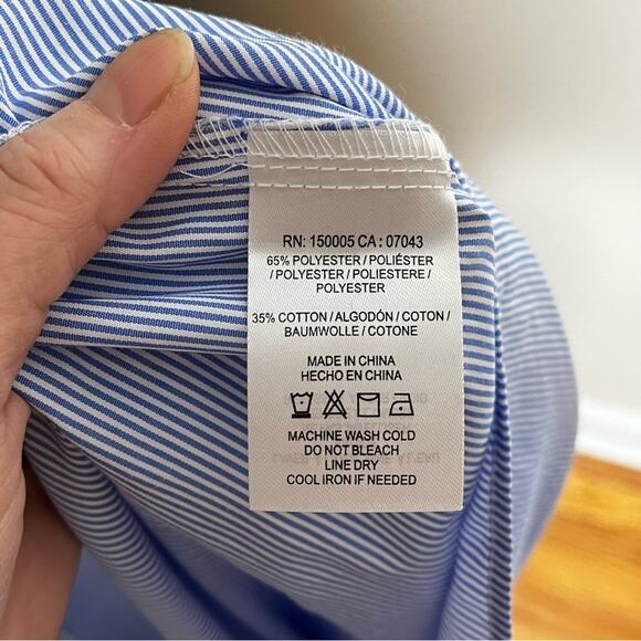 ANTHROPOLOGIE dRa striped ruffle Flare Sleeve blouse top blue white stripe Sz S - Picture 6 of 6